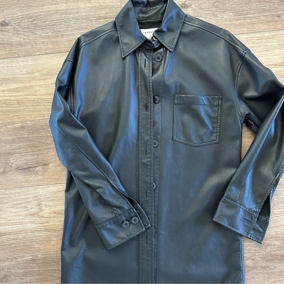 Aritzia Babaton Pelli Faux Leather Shirt Jacket Black XXS - Picture 6 of 15
